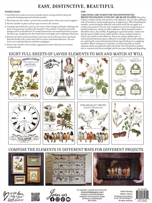 Brocante Transfer 12x16 pad Iron Orchid Designs (IOD)